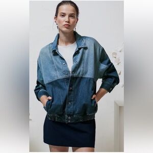Favorite Daughter Two-Tone Blue Beacon Denim Jacket XS new